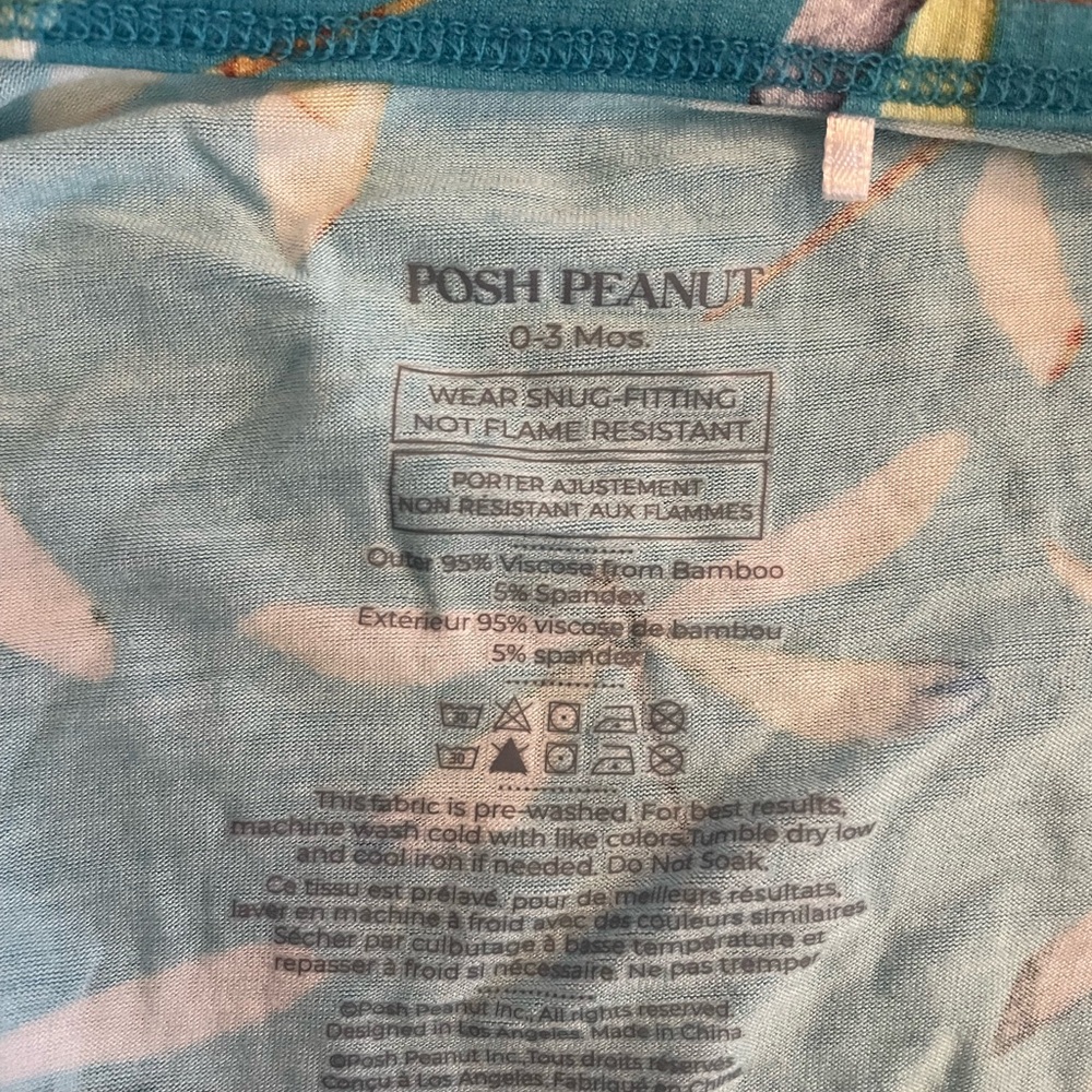 Posh Peanut Teal Dragonfly Print Bamboo Baby Footie and swaddle 0-3 months - Picture 3 of 9